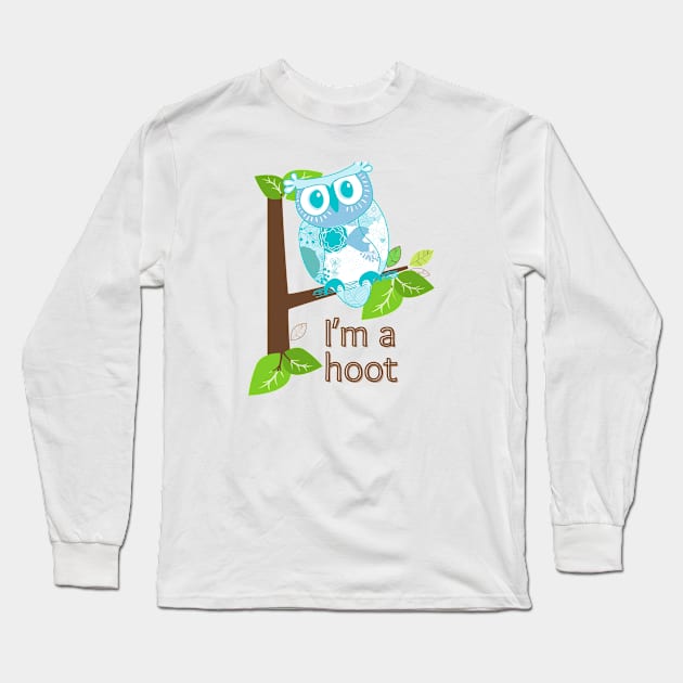 Blue owl Long Sleeve T-Shirt by Once Upon a Find Couture 